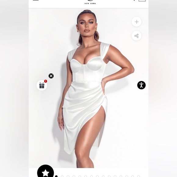 Miss Circle White Satin Dress - Picture 3 of 5